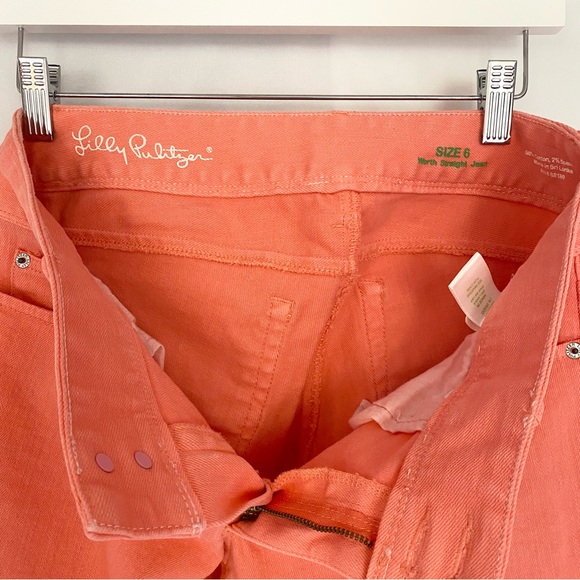 Lilly Pulitzer Coral Worth Straight Jean Pants Size 6 - Picture 9 of 10